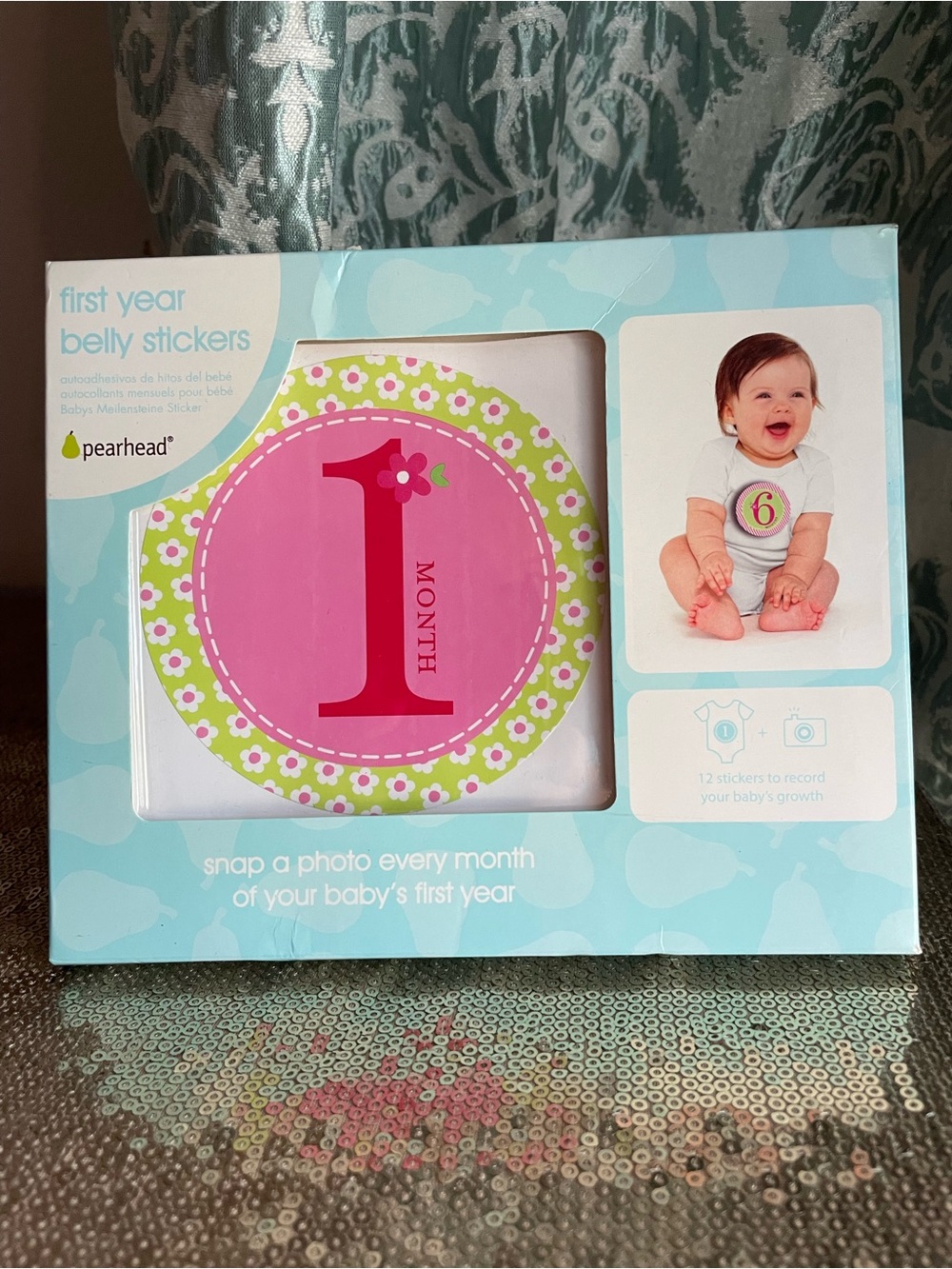 NIP Pearhead Pink & Green Floral Baby Milestone Stickers